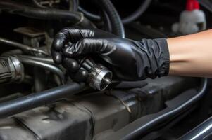 ai generiert Hand Handschuh Reinigung Wagen. generieren ai foto