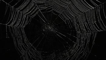 ai generiert ein schwarz und Weiß Foto von ein Spinne Netz