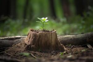 ai generiert Baum entstehenden Stumpf. generieren ai foto