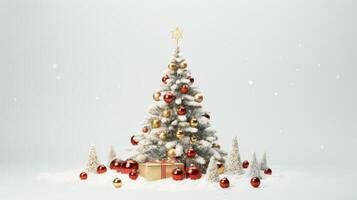 ai generiert schön Weihnachten Baum isoliert auf ein Weiß Hintergrund. neural Netzwerk ai generiert foto