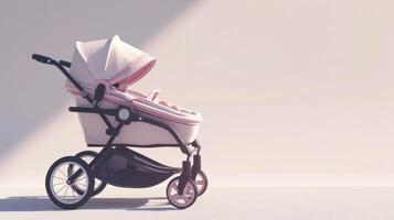 ai generiert ein Baby Kinderwagen, einfach, modern, Licht Farbe planen foto