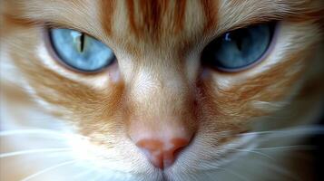 ai generiert schließen oben von Katze mit Blau Augen foto