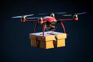Essen Paket Transport durch Drohne. foto