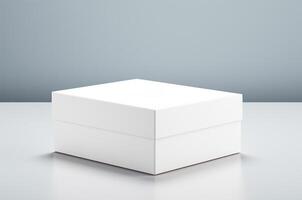 ai generiert Weiß Box Attrappe, Lehrmodell, Simulation. Box Design foto