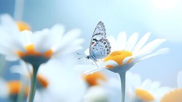 ai generiert schön Blumen- Hintergrund mit Gänseblümchen. foto