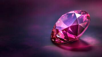 ai generiert Rosa Schnitt Diamant. Edelstein auf das Tisch. Makro Fotografie. Kopieren Raum. foto