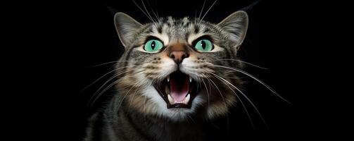 ai generiert ein Katze mit es ist Mund öffnen ist suchen beim das Kamera. generiert durch künstlich Intelligenz. foto