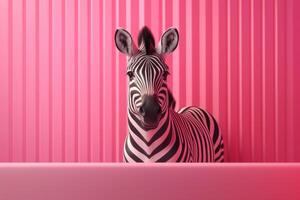 ai generiert Zebra Zebra auf Rosa Hintergrund. 3d machen Illustration. foto