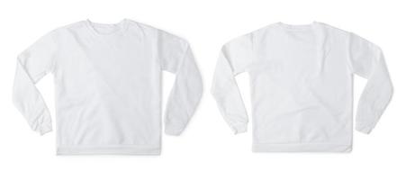 weißes Sweatshirt-Modell vorne und hinten als Designvorlage verwendet, isoliert auf weißem Hintergrund mit Beschneidungspfad foto