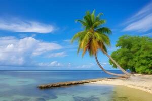 ai generiert Palme Bäume auf das Strand. schön aktuell Strand. neural Netzwerk ai generiert foto