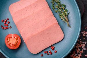 köstlich Dosen- Rosa Schinken mit Salz, Gewürze und Kräuter foto