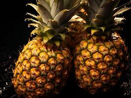 ai generiert frisch gesund und organisch Ananas mit Tropfen von Wasser. schließen hoch. generativ ai. foto