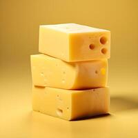 ai generiert Käse Block isoliert auf Weiß Hintergrund ausgeschnitten foto