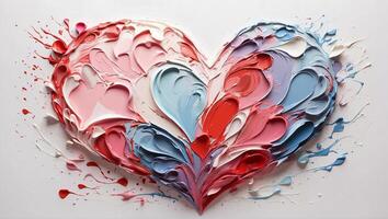 ai generiert glücklich Valentinstag Tag Banner mit Blumen und Herzen geschnitzt mit Öl malen. foto