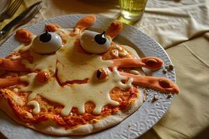 ai generiert Außerirdischer gestalten gemacht Pizza Illustration foto