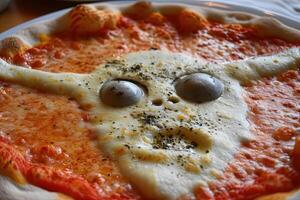 ai generiert Außerirdischer gestalten gemacht Pizza Illustration foto