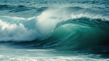 ai generiert sauber Ozean Wellen rollen, ein beruhigend und rhythmisch Anzeige von der Natur Gelassenheit, ai generiert. foto
