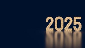 das Gold Nummer 2025 zum Neu Jahr oder Feier Konzept 3d Wiedergabe. foto