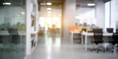 ai generiert verschwommen leeren öffnen Raum Büro foto