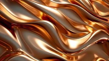 ai generiert Flüssigkeit Bronze- mit glatt, fließend Wellen. glänzend metallisch Textur. abstrakt Hintergrund. ai generiert foto