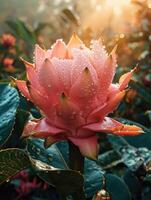 ai generiert exotisch Obst mit beschwingt Rosa und Grün Farbtöne, verlockend visuell appellieren, ai generiert foto