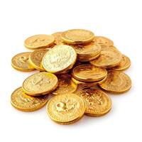 ai generiert glänzend Gold Schatz Münzen, glänzend Kopfgeld zum Abenteuer. Piraten locken, ai generiert. foto