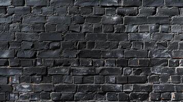 ai generiert tauchen du selber im das Tiefe und Textur von ein Panorama- schwarz Backstein Mauer. ai generiert. foto