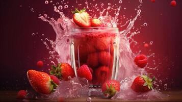 ai generiert löschen Ihre Durst und Freude Ihre Geschmack Knospen mit das dynamisch Verschmelzung von Erdbeeren und Himbeeren, ai generiert. foto