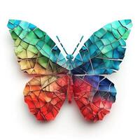 ai generiert bunt Origami Schmetterling, einzigartig Papier Polygon Kunstwerk, Ideal Haustier Konzept, ai generiert foto