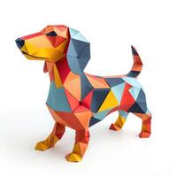 ai generiert bunt Origami Hund, einzigartig Papier Polygon Kunstwerk, Ideal Haustier Konzept, ai generiert foto