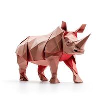 ai generiert bunt Origami Nashorn, einzigartig Papier Polygon Kunstwerk, Ideal Haustier Konzept, ai generiert foto