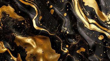 ai generiert ein luxuriös schwarz Gold Flüssigkeit Farbe Hintergrund mit ein schrullig und dynamisch Bewegung, Erstellen ein faszinierend Wirkung, ai generiert. foto