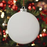 ai generiert leer Weiß Ornament, infundieren Urlaub jubeln in fröhlich Weihnachten foto