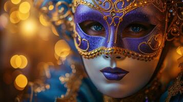 ai generiert elegant erfasst von glamourös maskiert Bälle und Maskerade Parteien gehaltenen im Ehre von Karneval gras foto