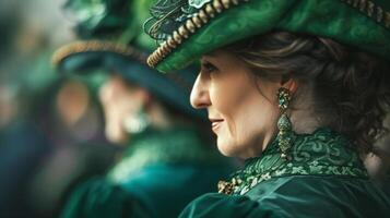 ai generiert schön Bilder von Menschen gekleidet im traditionell irisch Kleidung foto