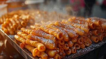 ai generiert Anbieter Angebot lecker Straße Essen, von Churros zu Empanadas foto