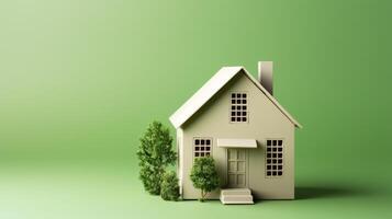 ai generiert umweltfreundlich Haus Konzept mit Grün Dach foto