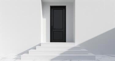 ai generiert ein schwarz Tür mit Weiß Schritte foto
