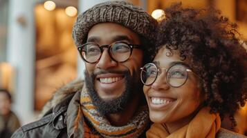 ai generiert Paar feiern Meilensteine, ihr Zuneigung offensichtlich im warm, fest umarmt foto