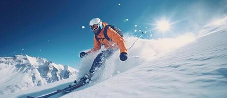 ai generiert Mädchen im Winter Snowboarden Kleider Fahrten auf das Steigung mit ein Lächeln foto