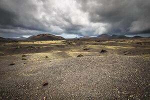 vulkanisch Landschaft beim timanfaya National Park, Lanzarote Insel, Kanarienvogel Inseln, Spanien foto