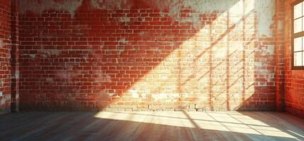 ai generiert ein leeren Zimmer Innerhalb von ein Backstein Mauer foto