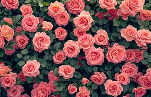 ai generiert Rosa Rose Garten Hintergrund foto