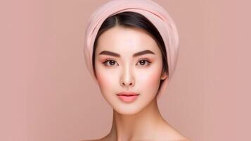 ai generiert feminin Charme - - Werbung mit ein schön asiatisch Modell- foto