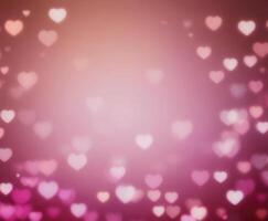 Rosa verschwommen abstrakt Hintergrund mit süß Herzen Bokeh zum Valentinsgrüße Tag foto