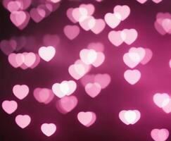 Rosa verschwommen abstrakt Hintergrund mit süß Herzen Bokeh zum Valentinsgrüße Tag foto