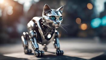 ai generiert Roboter Haustier Katze foto
