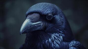 ai generiert das Kopf von ein groß dunkel schwarz Vogel foto
