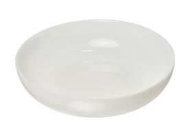 leeren Weiß runden Keramik Teller auf isoliert Hintergrund foto