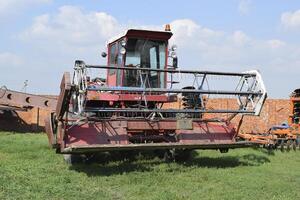 Reis Header. Reis Mähdrescher. landwirtschaftlich Maschinen foto